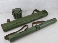 An MG42 double barrel case, an MG42 single barrel case and a MG42 drum magazine.