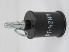 An inert RG42 fragmentation grenade.