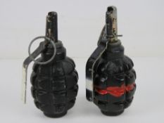 Two inert Polish Limonka frag grenades.