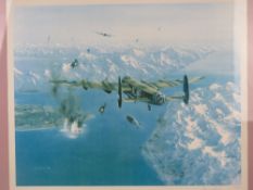 Signed limited edition print by Gerald Coulson 'The Sinking of the Tirpitz' signed in pencil lower