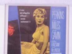 A contemporary print of a film poster for Alfred Hitchcock's Psycho, framed and measuring approx 51.