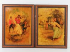 Ellen M Clapsaddle; Two prints on board, lacquered to age, in matching frames, overall size 46 x 34.