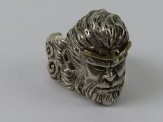 A large gothic style warrior head ring, stamped 925, slight adjustable size S.