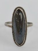 A vintage silver and butterfly wing ring, size Q-R.