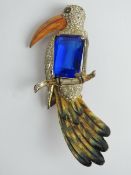 Adolph Katz Coro Craft Sterling silver and enamel Toucan brooch, c1940s,