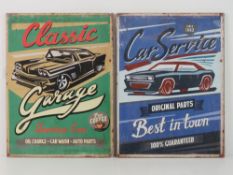 A pair of contemporary motoring themed signs, on board.
