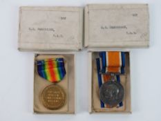 A WWI medal pair comprising War Medal and Victory Medal, both with original ribbons and packets,