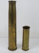 A WWII British trench art shell case together with a WWI 2pr trench art shell case.