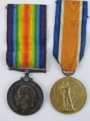 A WWI medal pair comprising War Medal and Victory Medal, both with original ribbons,