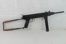 A deactivated Madsen M50 Sub Machine Gun with moving dummy metal bolt (under spring pressure,