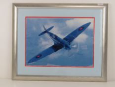 Print; a Vickers Supermarine Spitfire PR XIX, 47 x 33cm, framed and mounted.