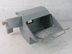 A rare British Forces L7 GPMG spent cartridge catcher. Ex Royal Navy Deck setup in Navy Grey.