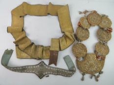 A 19th century gold embroidered sword belt having dark grey velvet backing and bearing museum /