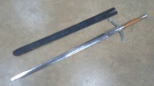 A re-enactors long sword in sheath.