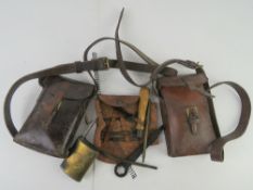 Two MP34 gunners kits in leather pouches, includes cleaning tools, spanner/screwdriver, brush,