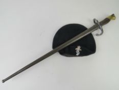 A French Model 1874 Gras sword bayonet with scabbard with spine engraving.