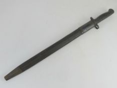 An SMLE 1907 pattern bayonet with scabbard, WWI dated, with original markings.