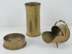 A quantity of WWI and WWII trench art in