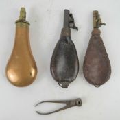 Three powder horns together with a muske