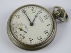 An Ingersoll Leader USA made pocket watch, white dial with subsidiary seconds dial,