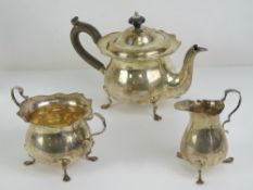 A HM silver Walker & Hall bachelors tea set, hallmarked Sheffield 1901, total weight 536.7g.