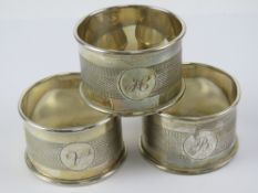 A set of three HM silver napkin rings, hallmarked Birmingham 1929, 57.6g.
