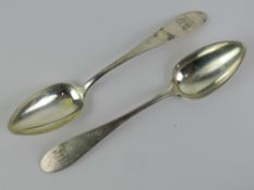 A pair of 18th / 19th century German silver tablespoons, each bearing 13 loth.
