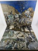 Two original paintings on board of early 20th century motor races being 'Start of the Paris -