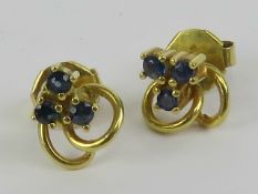 A pair of 9ct gold and sapphire earrings, with butterfly backs, 1.5g.