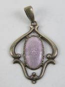 A Charles Horner Art Nouveau guilloche enamel pendant, 3.5cm in length, hallmarked for Chester.