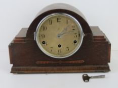 An Art Deco oak cased mantle clock, a/f.