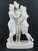 A contemporary plaster sculpture in the classical style of three female nudes probably 'The Muses',