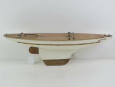A model yacht hull bearing label 'Star Yacht guaranteed to sail Birkenhead made in England',