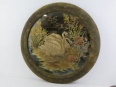 A hand painter mirror in round velvet frame (velvet a/f),
