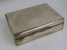 A HM silver covered cigar box, cedarwood lining, 'Presented to Lieut B. T.