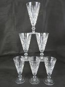 Waterford Crystal; a set of six wine glasses, 16cm hgih.