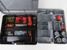 A quantity of contemporary Meccano in plastic Meccano carry case.