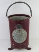 A Shand Mason and Co London Fire bucket having Milners 212 patent Fire Resisting Crest applied upon.