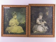 A pair of prints featuring girl with day and pensive girl,