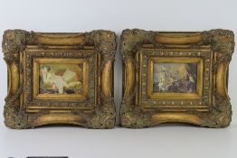 A pair of contemporary gilt coloured frames having profuse decoration upon measuring 41 x 36.5cm.