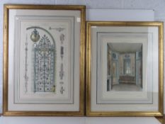 Two architectural themed prints from French steel engravings each in Bright's of Nettlebed frame,