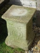 A pre-cast stone pedestal, 41cm high.