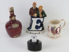 Breweriana; a Beswick Worthington E figurine, a Wade Chivas whisky ceramic bottle,