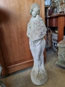 A pre-cast stone statue of a classical style female, 78cm high.