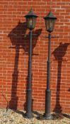 A pair of aluminium Victorian style lamp posts, approx 250cm high.