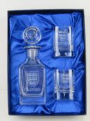 A boxed Football Association decanter and shot glass set .