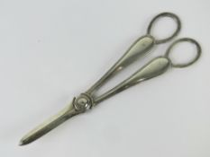 A pair of HM silver grape scissors made by Thomas Bradbury and Sons Ltd, hallmarked Sheffield 1906,