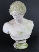 A large and impressive plaster bust of a young male of Classical form - possibly Antinous,