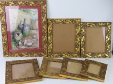 A set of matching gilt leaf design frames, various sizes,