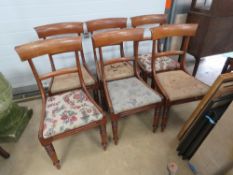 A set of six Georgian mahogany dining chairs for restoration.
